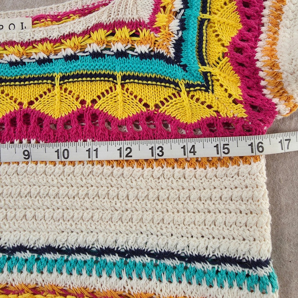 POL Crochet Top Sz S Cropped Open Knit Flutter‎ Boho Cottagecore Hippie Granny - Picture 8 of 13